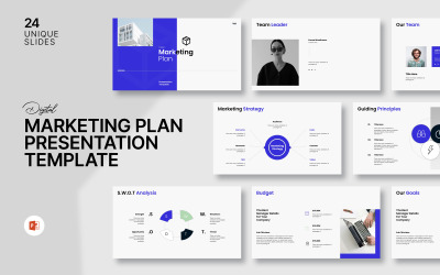 Design de modelo de PowerPoint de plano de marketing