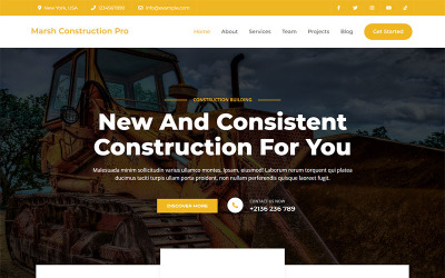 Marsh Construction Pro - Elementor-baserat WordPress-tema för konstruktion