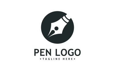 Modello icona logo penna. Identità dello scrittore aziendale V7
