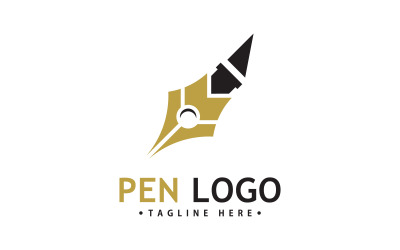 Modelo de ícone de logotipo de caneta. Identidade do redator da empresa V4