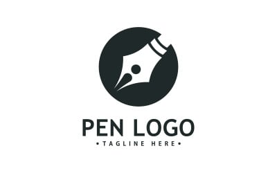 Modelo de ícone de logotipo de caneta. Identidade do redator da empresa V7