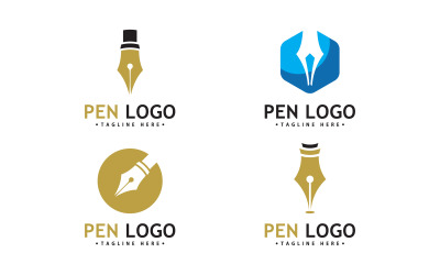 Modelo de ícone de logotipo de caneta. Identidade do redator da empresa V9