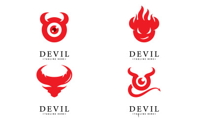 Modelo de ícone de vetor de logotipo do Diabo Vermelho V 0