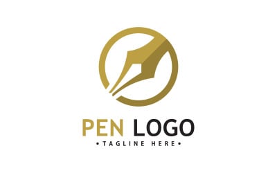 Plantilla de icono de logotipo de pluma. Identidad del escritor de la empresa V5