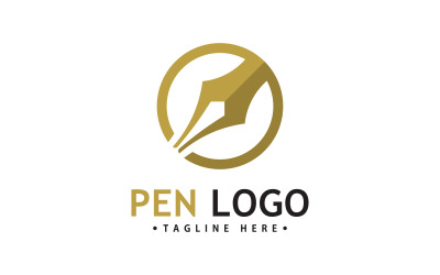 Pen-logo pictogrammalplaatje. Bedrijfsschrijveridentiteit V5