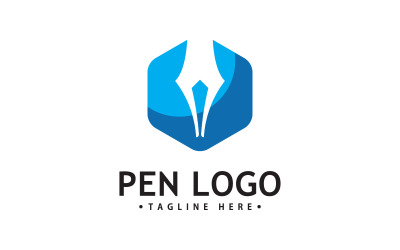 Pen-logo pictogrammalplaatje. Bedrijfsschrijveridentiteit V8