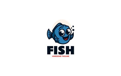 Cute Fish Mascot Cartoon Logo