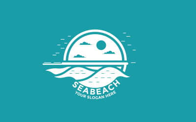 Deniz Plajı Logo Tasarım Şablonu &amp;quot;ÜCRETSİZ&amp;quot;