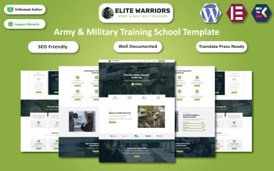 Elite Warriors - Modelo WordPress Elementor da Escola de Treinamento Militar e do Exército