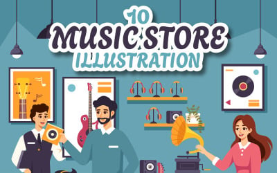 10 Illustrazione del negozio di musica