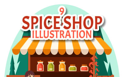 9 Ilustración de tienda de especias y condimentos