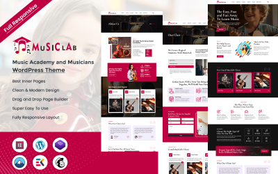Musiclab - hudební akademie a hudebníci téma WordPress