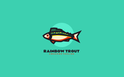 Regenboogforel eenvoudig mascotte-logo