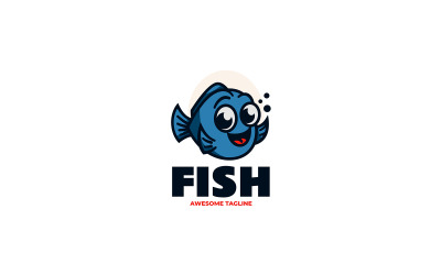 Sevimli Balık Maskot Karikatür Logosu