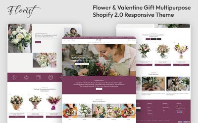 Virágüzlet – Virág- és Valentin-ajándék többcélú Shopify 2.0 reszponzív téma
