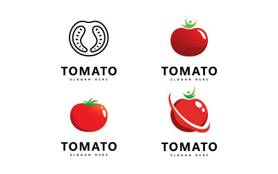 Diseño de ilustración de icono vectorial del logotipo de tomate V0
