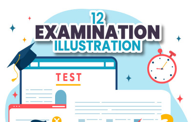 12 Examination Vector Illustration