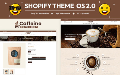 Caffeine - Tea &amp;amp; Coffee Cafe Store Багатофункціональна адаптивна тема Shopify 2.0