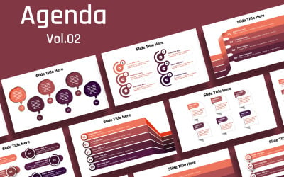 Infografía de diapositivas de agenda empresarial -5 variaciones de color -fácil de usar