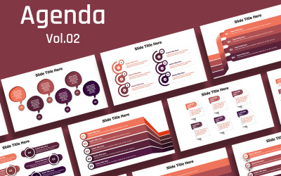 Infografica sulle diapositive dell&amp;#39;agenda aziendale: 5 varianti di colore: facile da usare