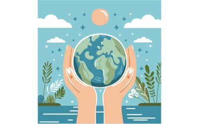 Journée mondiale de l&amp;#39;environnement dessinée à la main avec les mains tenant l&amp;#39;illustration de la planète