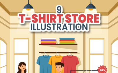 9 Ilustração de loja de camisetas
