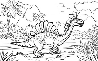 棘龙恐龙着色页 4