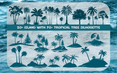 20+ îles avec plus de 70 silhouettes d&amp;#39;arbres tropicaux