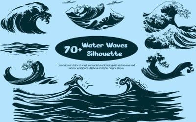 70+ watergolven silhouet
