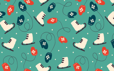 溜冰鞋和手套贺卡和图案