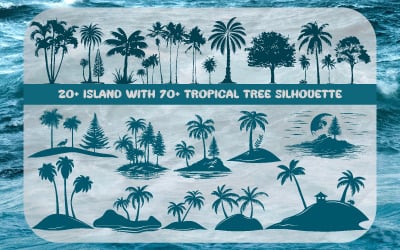 Mais de 20 ilhas com mais de 70 silhuetas de árvores tropicais
