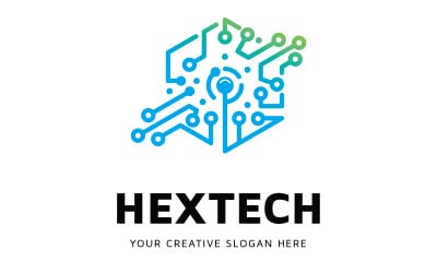 Modello di progettazione logo Tech esagonale GRATUITO