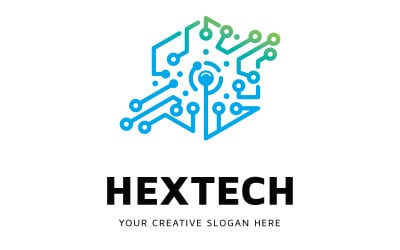 Modelo de design de logotipo de tecnologia hexagonal GRATUITO