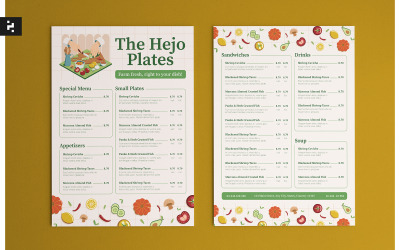 Menu du restaurant de la ferme à la table