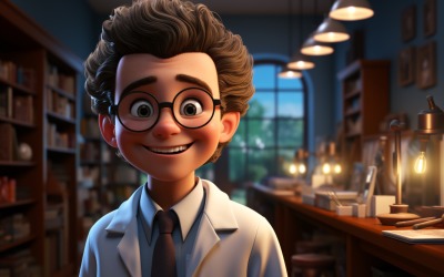 3D Character Child Boy Optometrist with relevant environment 3