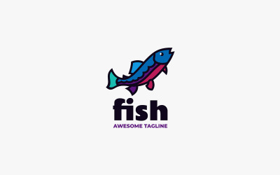 Design de logotipo de mascote simples de peixe 2