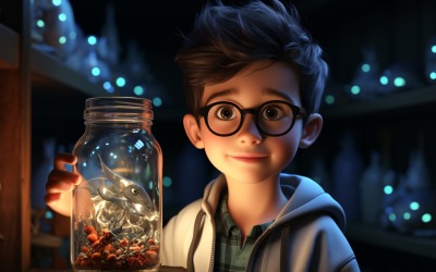 3D Character Child Boy scientist with relevant environment 31