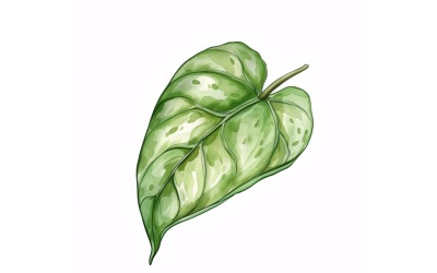 Pothos Leaves Watercolour Style Painting 4