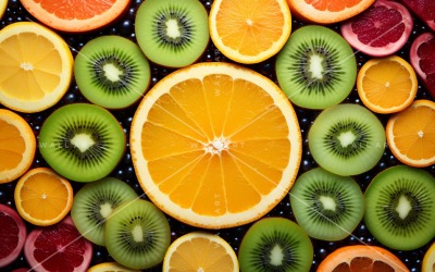 Zitrusfrüchte-Hintergrund flach auf grünem Hintergrund 58