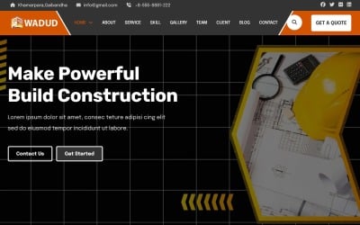 Wadud – Építőipari és Építészeti Vállalat nyitóoldalának sablonja