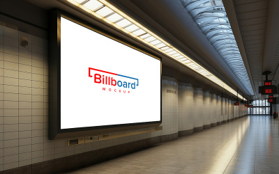Blank billboard mock up in a subway station underground interior psd