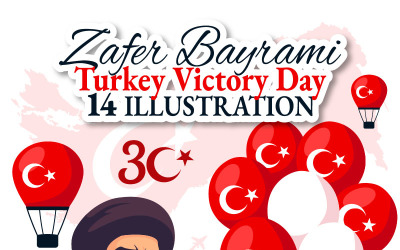 14 ilustração vetorial do dia da vitória na Turquia