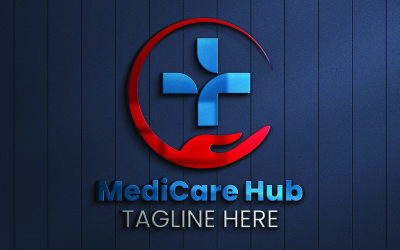 MediCare Hub-logotypmall för sjukhus och hälsotjänster