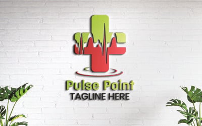 Modello di logo del punto di impulso per il benessere e la sanità, le cliniche