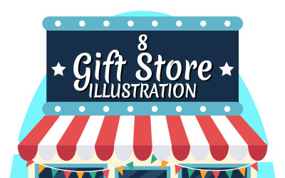 8 geschenken winkel ontwerp illustratie