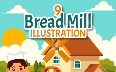 9 Illustration de conception de moulin à pain
