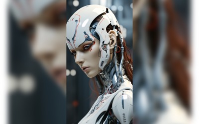 Antropomorf női robot futurisztikus techno Cyberpunk 08