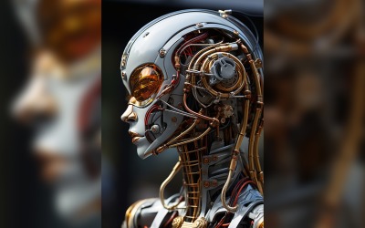 Antropomorfisk kvinnlig robot futuristisk techno Cyberpunk 04