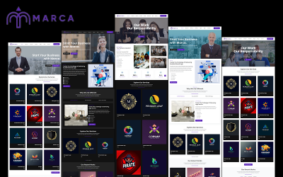 Marca - 徽标提供商公司和代理机构、徽标制作器和编辑器 HTML 网站模板