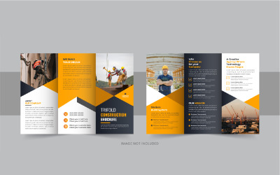 Construction trifold brochure or home renovation trifold brochure design layout